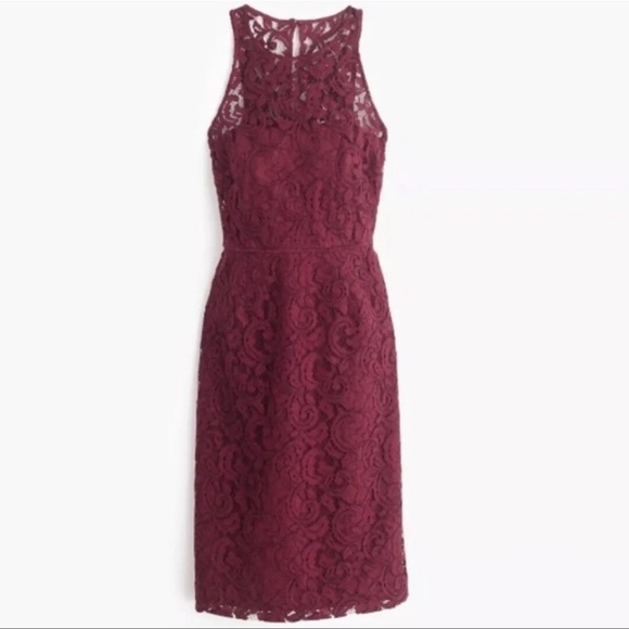 NWT J. Crew Pamela in Leaver Lace Wine Color Midi Dress sz 10 - Picture 8 of 10